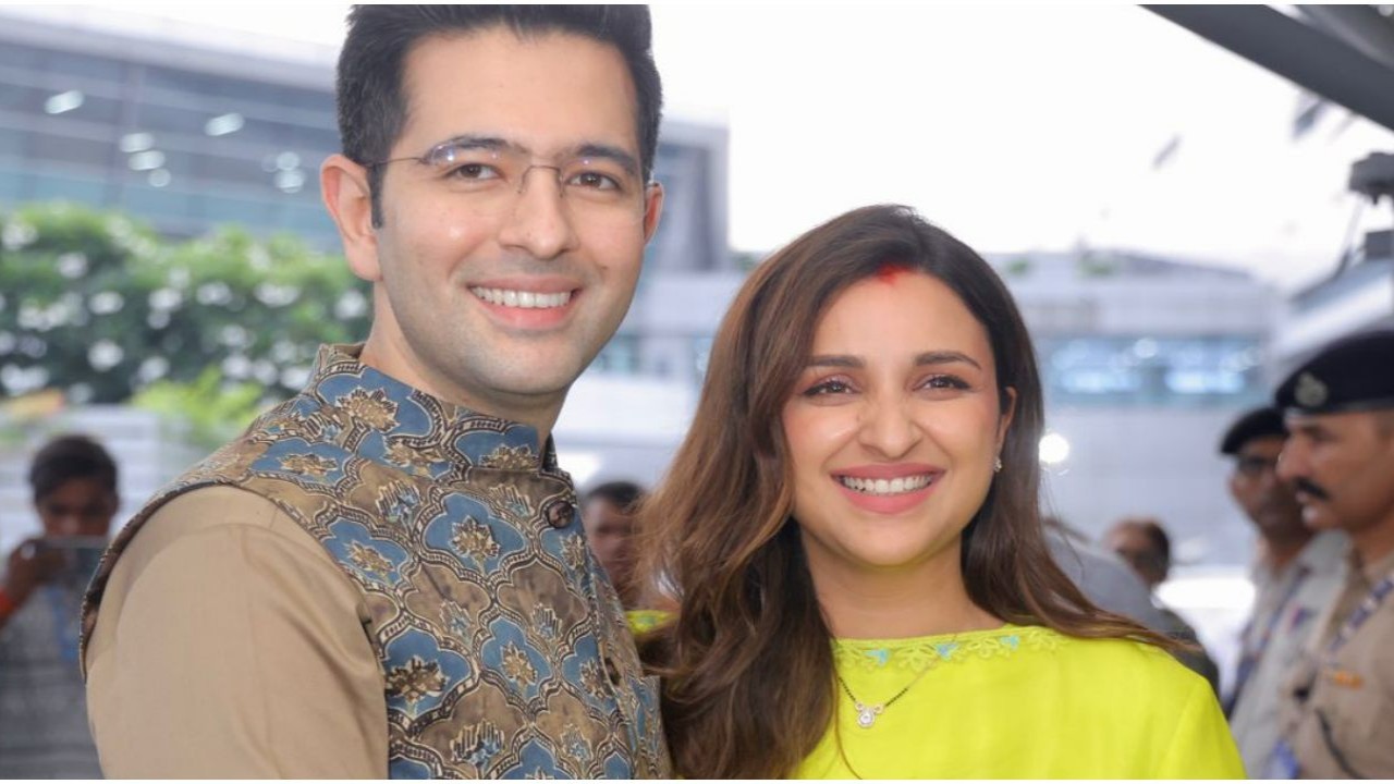 Parineeti Chopra and Raghav Chadha are seen in a stunning new reception photo.