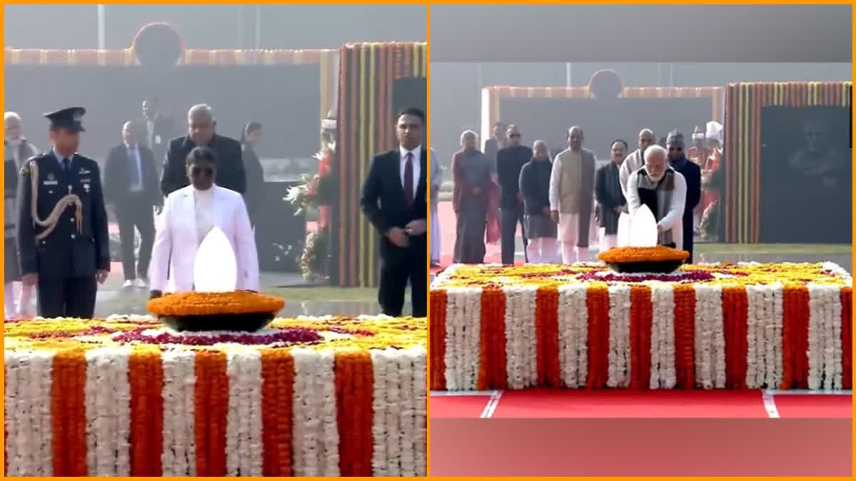 BJP leaders commemorate Atal Bihari Vajpayee on the occasion of his 99th birth anniversary.